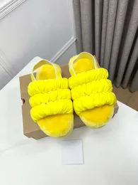 Chinelos de luxo designer mulheres sapatos de pão elevado sola grossa elástico quente chinelos de pelúcia sola de borracha de luxo tecido macio superior 10mm chinelos de pele de carneiro