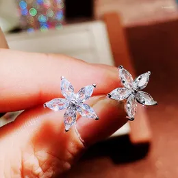 Stud Earrings CAOSHI Aesthetic Women Flower With Shinning Crystal Delicate Design Wedding Accessories Trendy Female Jewelry Gift