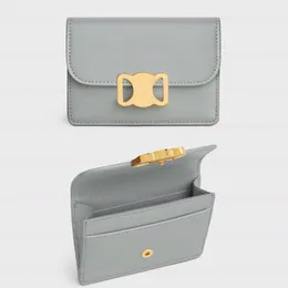Женская дизайнерская визитница TRIOMPHE, кожаный мини-кошелек, роскошная визитница с золотой пряжкой, застежка Porte Carte, карман для монет, маленький кошелек