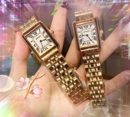Часы Top Lovers Rectangle Roman Tank Series Женские розовое золото Серебряный корпус Кварцевый ультратонкий высококачественный кожаный ремешок из нержавеющей стали Деловые наручные часы для отдыха подарки