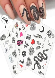 4 шт., черная змея, наклейка для ногтей, любовное письмо, сексуальный слайдер для губ, дизайн ногтей, переводная наклейка для татуировки, DIY маникюрный декор, TRSTZ105010658735676989