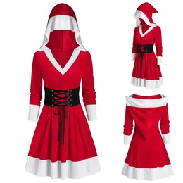 Sukienki swobodne 3xl świąteczne sukienki z kapturem kobiety festiwal mody Czerwony Sundress Cosplay Bandage impreza dla kobiet Vestidos Largos de Mujer