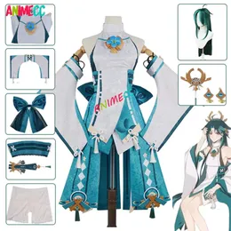 ANIMECC Genshin Impact Yae Xiao Cosplay Kostüm Perücke Anime Spiel 2023 Neue Version Halloween Kostüme für Frauen Mädchen Größe XS-XXXL Cosplay