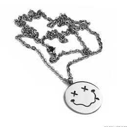 Smiley Pendant Necklaces Women Mens Stainless Steel Fashion Smiling Face Jewelry for Neck Gifts for Male Accessory Wholesale