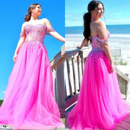 Pembe Balo Elbise 2K24 JVN Sparkle Kristal Korse Oğlan Genç Lady Pageant Kış Resmi Akşam Kokteyl Tatlı 16 Doğum Günü Partisi Hoco Gala Gown Gown Zemin Uzunluğu