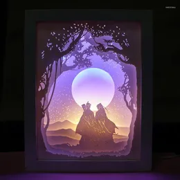 Night Lights Mo Dao Zu Shi Cos Light The Untamed Wei WuXian Paper-cut Atmosphere Lamp 3D Paper Carving Art USB Power For Bedroom