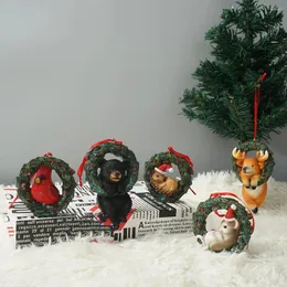 Décorations de jardin mignon drôle animal ours oiseau porte-bonheur élan extérieur statues extérieur patio cour pelouse arbre de Noël cintre sculpture figurines