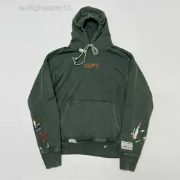 Hoodies Sweatshirts أعلى جودة GD 22FW DEPT الذكور أنثى كبيرة الحجم خمر مطلية على الجدران المقنع 230725