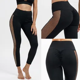 Yoga Outfits Sexy Women's Net Yarn Stitching Pants Hip Push Up Fitness Leggings Mallas Deportivas Mujer 2023