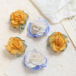 Hair Clips DIY Jewelry Findings Handmade Fabric Chiffon Flower Patch Sticker Ornament Accessories 30pcs 36mm Clip Headband Decoration