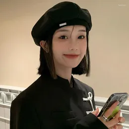 Berets 2023 mulheres outono e inverno japonês grande cabeça cintura boina boné all-match casual pintor chapéu maré nuvem chapéus octogonal