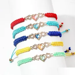 Braccialetti con ciondoli Braccialetti con ciondoli Minhin San Valentino Amanti tessuti a mano Amore Braccialetto di giunzione Moda Semplice Gioielli di cristallo Dhgarden Dhkl6