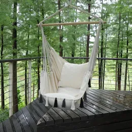 Camp Furniture Tassel Garden Hammock Chair Deluxe Hanging Swing For Outdoor Indoor Patio Porch Decor