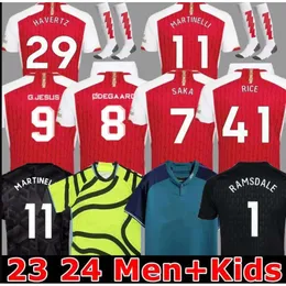 Qqq8 2324 Smith Rowe Pepe Saka Soccer Jerseys Fans Player Version Odegaard Martinelli Tierney 2023 No More Red Football Shirt Men