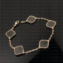 Fashion Classic 4/Four Leaf Clover Charm Bracelets Bangle Chain 18K Gold Agate Shell Mother-of-Pearl For Women&Girl Wedding Mother' Day Jewelry Women Obsidian 01