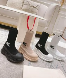 Designer de luxo feminino plataforma piso liso botas de malha moda rendas até tênis de sola grossa
