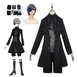 Anime preto mordomo ciel phantomhive cosplay traje de halloween para mulher roupas masculinas cosplay