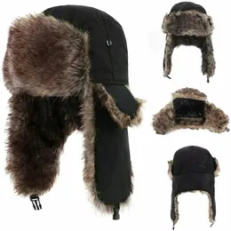 Шляпы с широкими полями, мужская зимняя шапка-ушанка, теплая русская водонепроницаемая лыжная шапка-бомбер, защита для ушей 231101