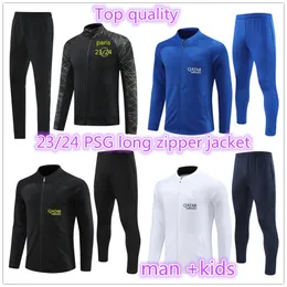 22 23 24 Paris adult tracksuits training suit psgs chandal 2022 2023 2024 mbappe kit survetement long zipper jacket retro futbol Soccer football men kids tracksuit