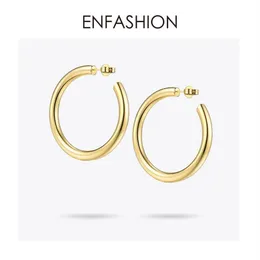 Enfashion Big Hoop Earrings Solid Gold Color Eternity Earings Stainless Steel Circle Earrings For Women Jewelry Ec171022 J190718320u