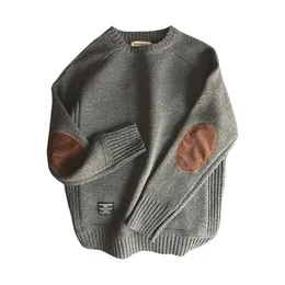 Herrtröjor 2021 män pullover tröja höst mode casual lös tjock o-hals ull stickad överdimensionerad harajuku streetwear knitwe mrck