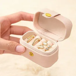 Mini Portable Jewelry Box Jewelry Organizer Display Rings Holder Boxes Pu Leather Earring Storage Case Gift Packaging Simple