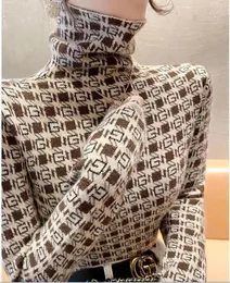 Camiseta feminina Mangas compridas Turtleneck suéter impresso GGOS Letters Designer Soft Velvet Pullover Femme Jumper Cashmere Capuz quente Camisões pretas