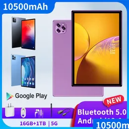 Tablet PC 2023 Wersja 10.1-calowa komputer Android 16 GB RAM 1TB ROM 8-rdzeniowy 13 5G Network WiFi Dual SIM Karta Dostawa Komputery Dhjht