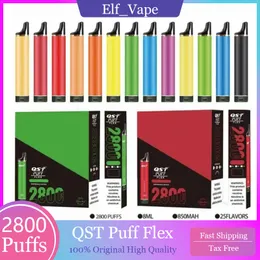 Original QST Puff Flex 2800 puff 2800 descartáveis Vape e cigarros vape desechable pods dispositivos kits 850mah bateria pré-cheia 8ml vapes descartável puf