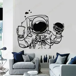 Naklejki ścienne Astronaut Space Hamburger Fast Food Wall Nakłada winylowa domowa dekoracja wewnętrzna naklejka naklejka na pokój dziecięcy s328 230403