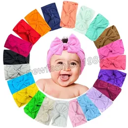 Bandeira azul meninas garotas de nylon largura Bandas de cabeça do arco de aniversário Fita crianças elásticas elásticas macias Bandas de cabelo Bowknot Kids Princess -cocar 22 Cores Acessórios para cabelos