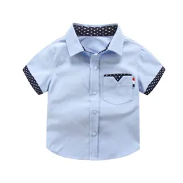 Kids Shirts IENENS Summer Kids Boys Gentlemen Shirt Tops Clothes Children Baby Boy Formal Cotton Short Sleeves Top T-shirt Clothing Blouse 230403