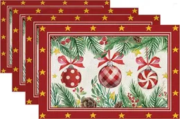 Bord Mattor Juldekorationer Holly Ball Placemats 18x12 tum säsongsbetonad Xmas Decor Farmhouse inomhus vintage tema samling semester