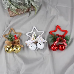DIY Christmas Tree Hangings Bow Bells Ornament Five Pointed Star Pendant Xmas New Year Party Decoration