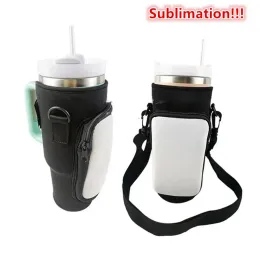 NEW Sublimation Blank Reusable Tumbler Sleeve with Phone Holder for 40oz Tumbler Neoprene Insulated Sleeves Tumbler Carrier Bag Holder for Running, Walking DIY