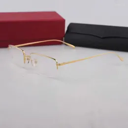 サングラスフレームフレームブランドデザインビンテージチタニウム女性のためのハーフフレーム光学眼鏡フレーム