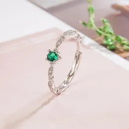 Bröllopsringar retro mosaik smaragd zirkon för kvinnor söt tillbehör oregelbularitet justerbara ringsmycken anillos de bodas