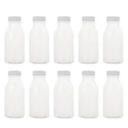 Garrafas de água 10 PCs suco de leite garrafa de vidro jarra de tampa de plástico refrigerante