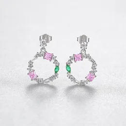 Koreanische Mode süße bunte Girlande s925 Silber Ohrringe glänzend Zirkon zarte Tropfen Ohrringe exquisite Luxus Frauen Schmuck Geschenk