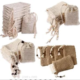 自然な角質除去メッシュソープセーバーSisal Soap Saver Bag Pouch Holder for Shower Bath Faming and Drieging of the Soap of the Soap of for lemash