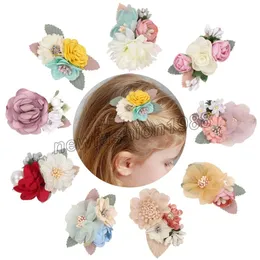 Fermagli per capelli con fiore in chiffon per ragazze Copricapo da principessa Boutique Forcine per capelli Barrettes Accessori per capelli con forcina per fiori per bambini