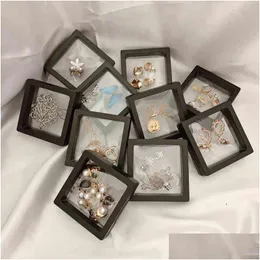 Jewelry Stand 10Pcs/Lot Transparent Display Box Case Ring Necklace Bracelet Organized 3D Floating Square Frame Storage Colle Dhgarden Dh1At