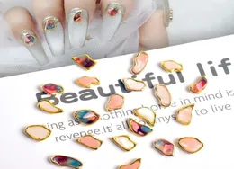 Nail Art Decorations 20Pcs Retro Designer Charms Colorful Gold Side Irregular Alloy Luxury Gem Stones For Decoration7321362