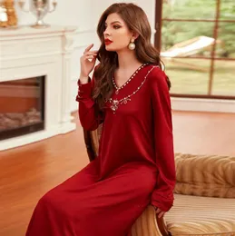 Этническая одежда Рамадан Ид Красная Абая Дубай Мусульманский хиджаб Скромное платье Турция Ислам Абая для женщин Халат Длинный женский кафтан Марокаин