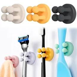 Silicon Razor Holder Self Adhesive Toothbrush Key Towel Hanger Hook Bathroom Wall Organizer Rack Kitchen Gadget Storage Rack 100 pcs