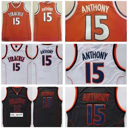 Syracuse Orange Camerlo Anthony Jersey 15 Männer College Basketballuniform Team Farbe genäht Schwarz Weiß Universität Atmungsaktiv Hohe Qualität