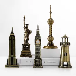 Oggetti decorativi Figurine BJ02 Metallo Edificio di fama mondiale Architettura Modello Statua Punto di riferimento Souvenir turistico Home Office Decorazione Scrivania 230403