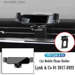 Bilhållare Biltelefonhållare för Lynk Co 01 2021-2022 Gravity Navigation Bracket GPS Stand Air Outlet Clip Rotatable Support Accessories Q231104