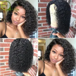 Sterly brasiliana Water Wave Lace Chiusure Wig 4 "X4" BOB Front Human Hair Wigs Remy Deep Curly