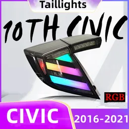 Bil Taillight för Honda Civic 10th Hatchback 20 16-20 21 TAILLAMP med dynamisk svängsignal RGB LED-bakljusmontering